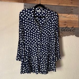 TYLHO Anthropologie tiered heart button-up shirt size medium